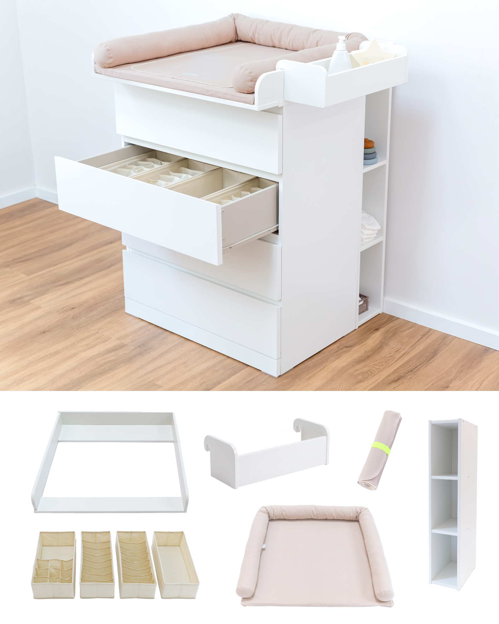 Wickelaufsatz für IKEA MALM – Premium-Plus-Set Beige