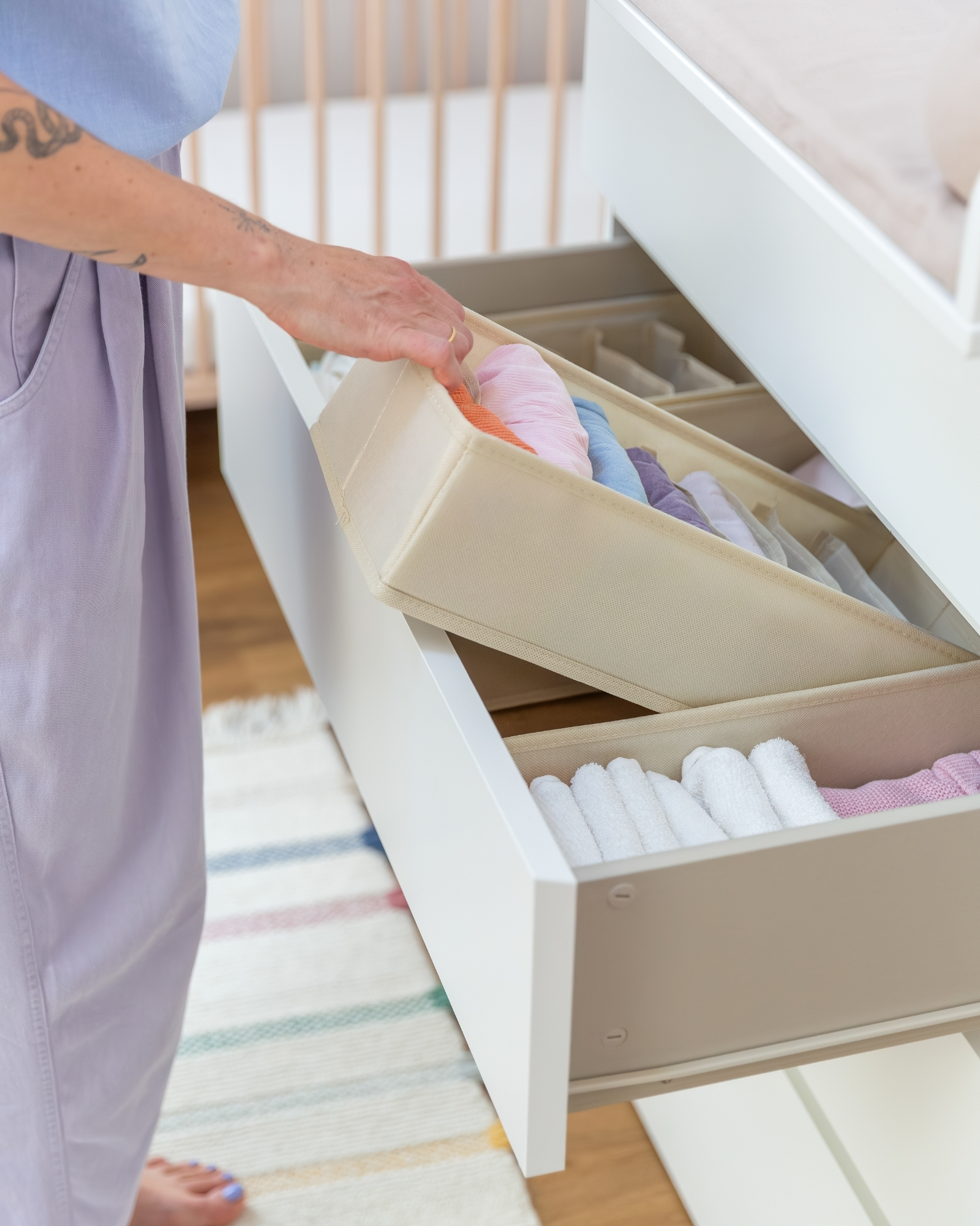 Schubladen-Trenner, ideal für Accessoires und Kleinteile., Schubladenorganizer, Wäsche Schublade, Aufbewahrungsbox, Stoffe, weiche Oberfläche