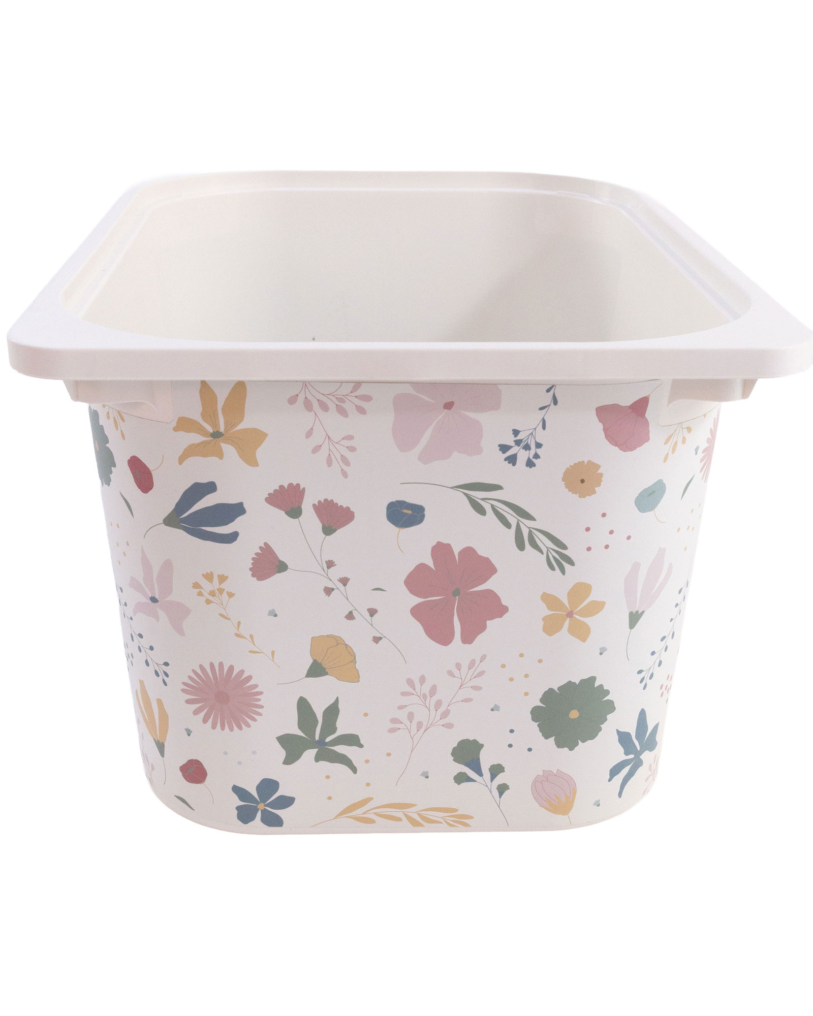 Aufbewahrungskorb, Kunststoff, Blumenmuster, Mehrfarbig, Offener Behälter