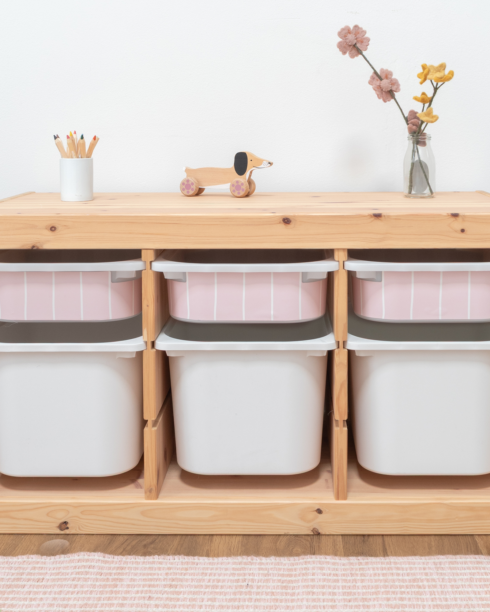 klebefolie ikea trofast box klein kopfseite linie marshmallow 3er Set 3