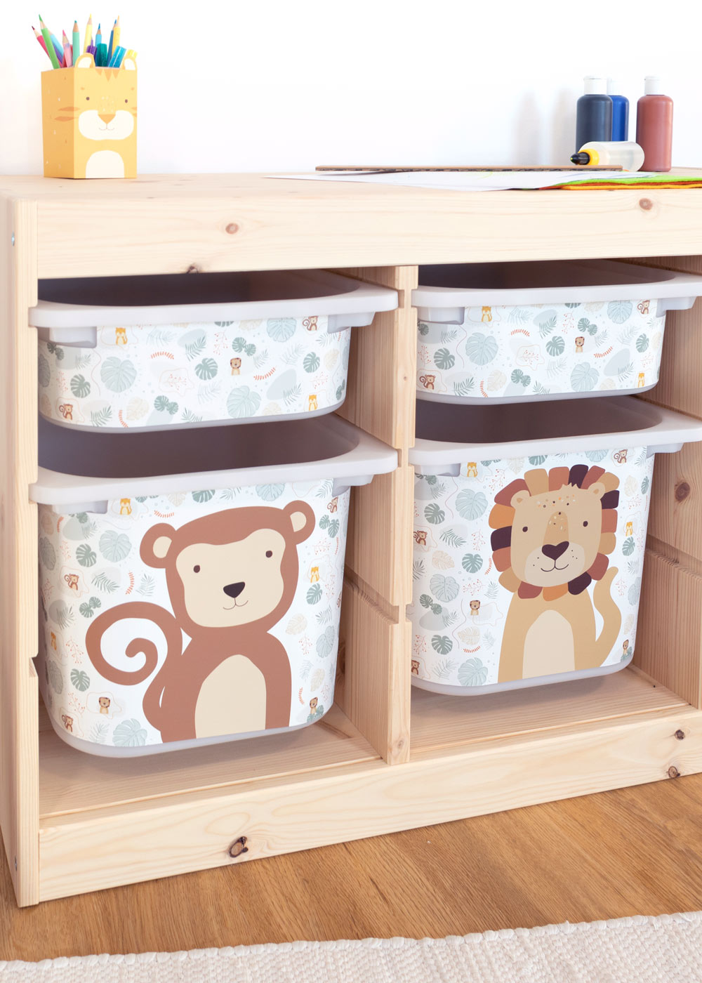 stickerset ikea trofast box mittel tierig safari 3er set 1