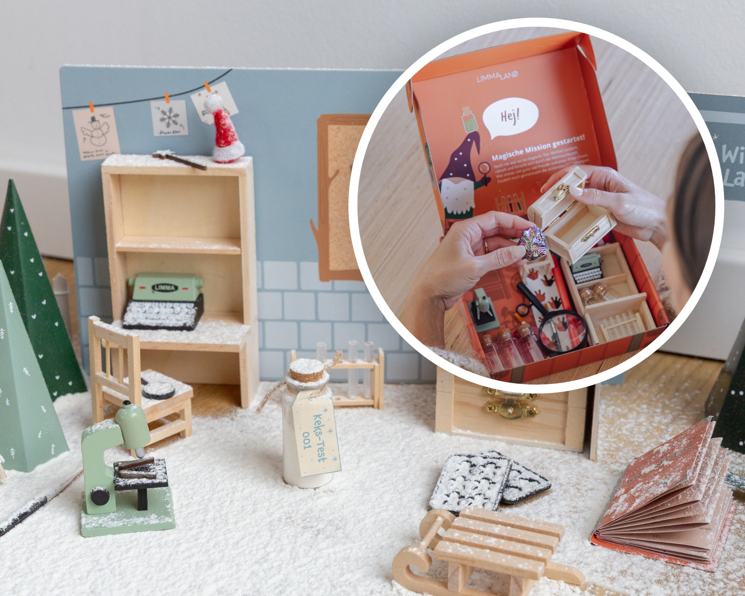 Miniature furniture, Winter scene, Miniature workshop, Snowy decor, Craft kit