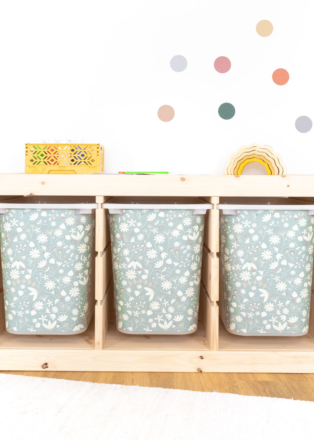Klebefolie für IKEA TROFAST Regal Blumenmuster Grün Ikea Hack IKEA TROFAST Boxen Sticker selbstklebend