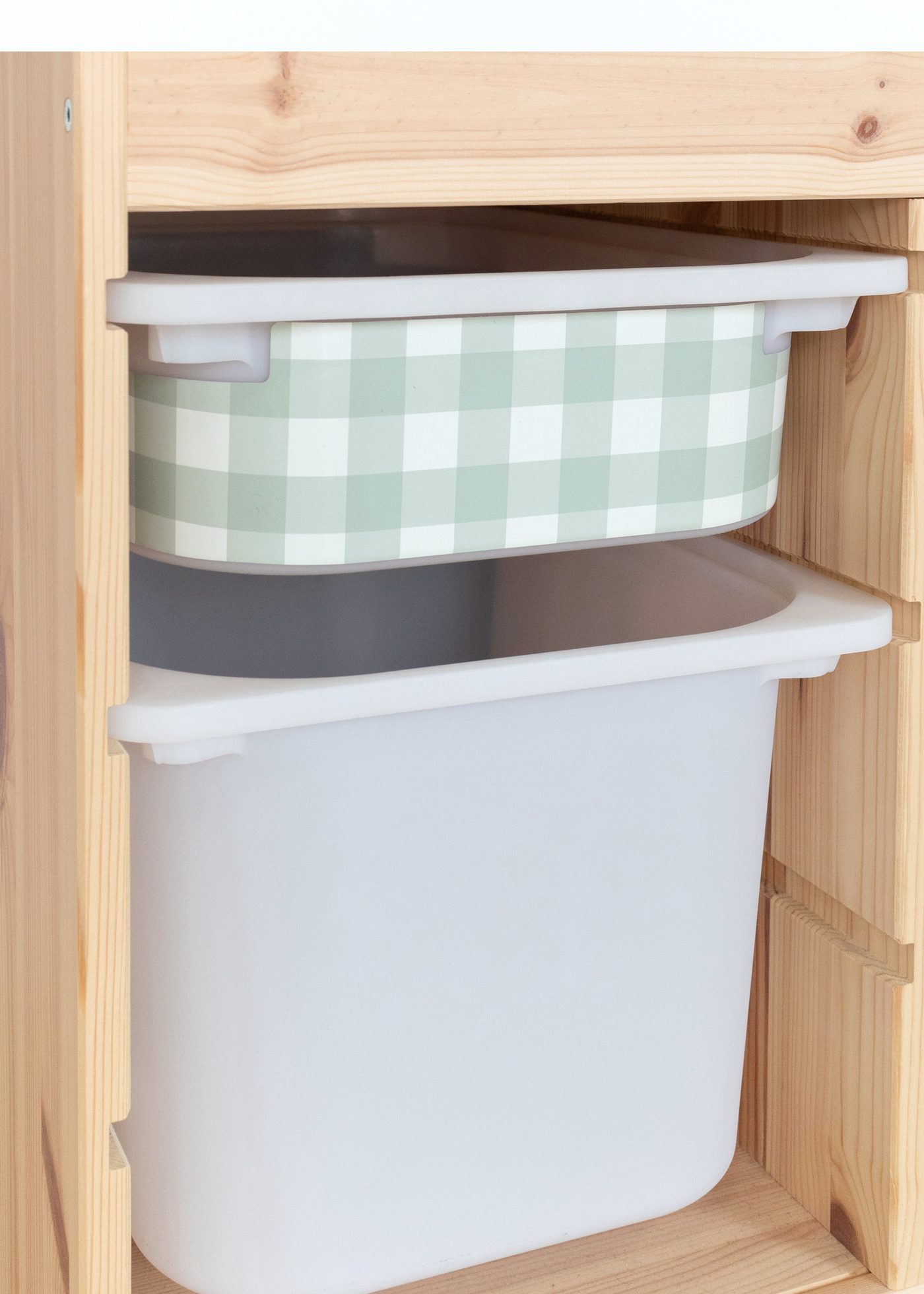 Stylisches Karomuster für IKEA TROFAST Boxen verwenden