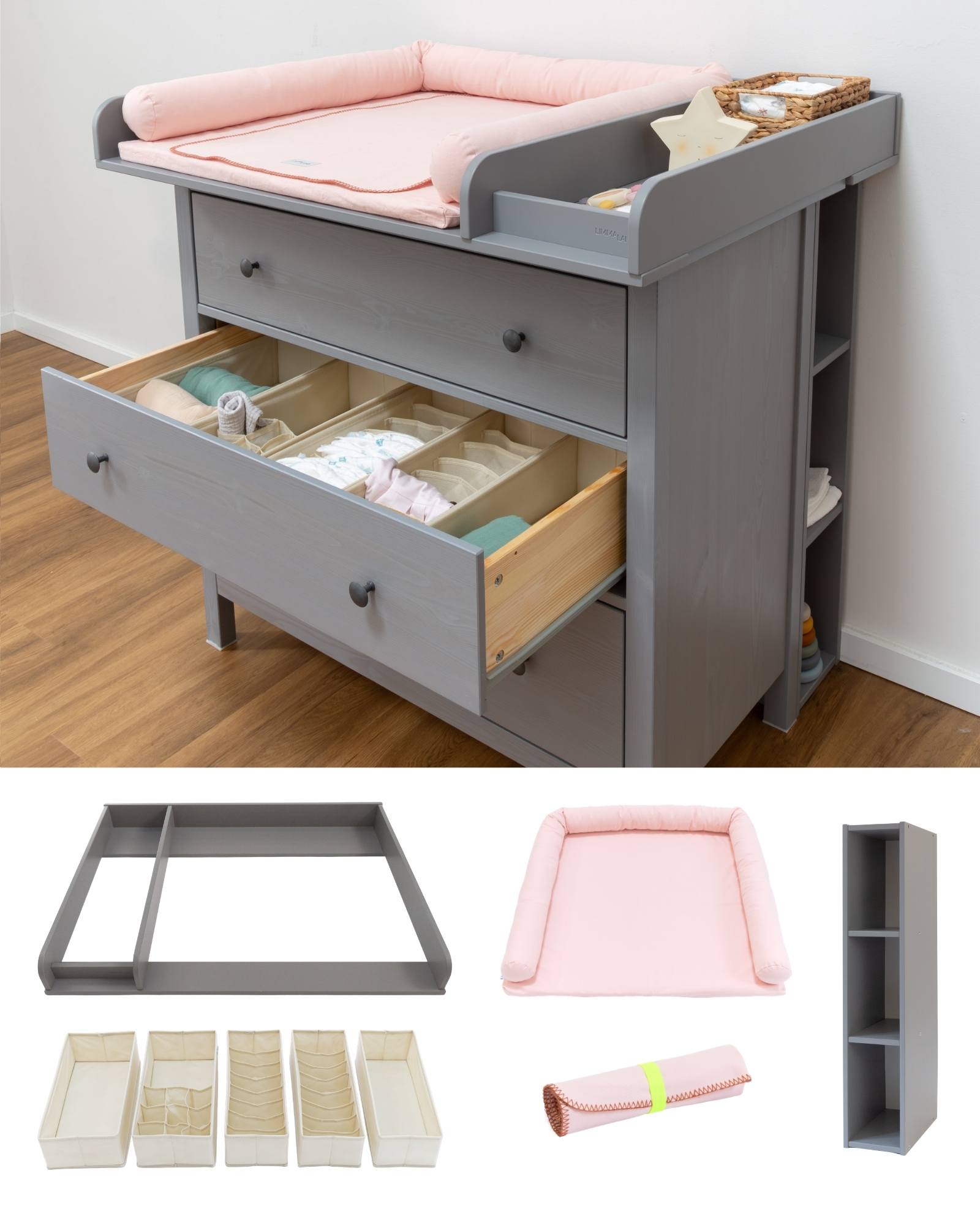 wickelkommode ikea hemnes 108 set grau premium blush 0