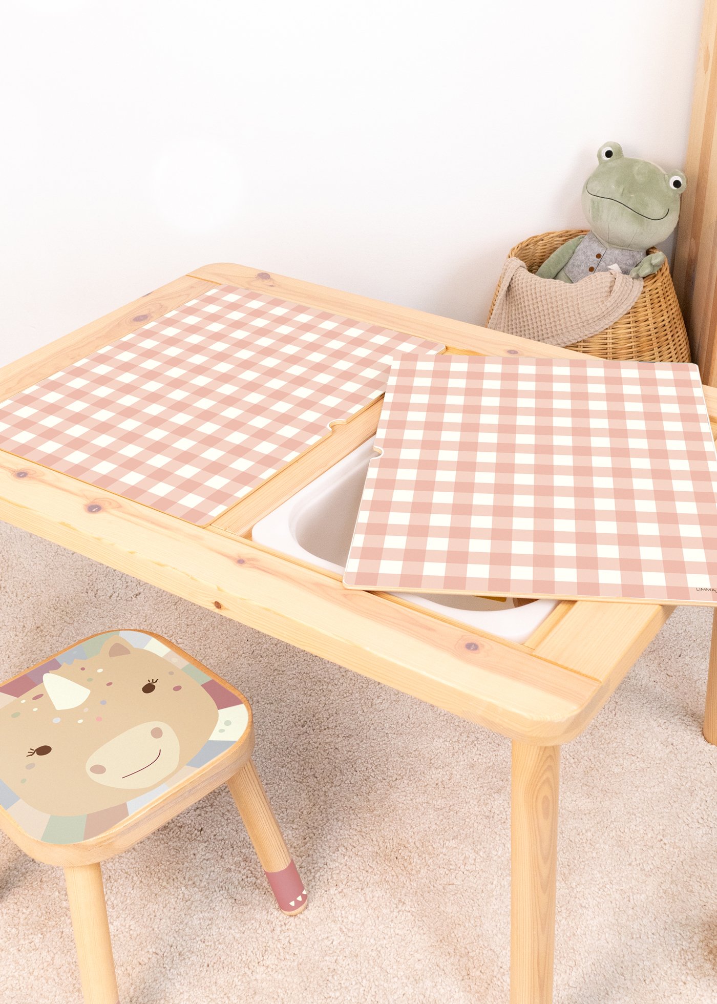 klebefolie ikea flisat kindertisch vichy karo rosa 1