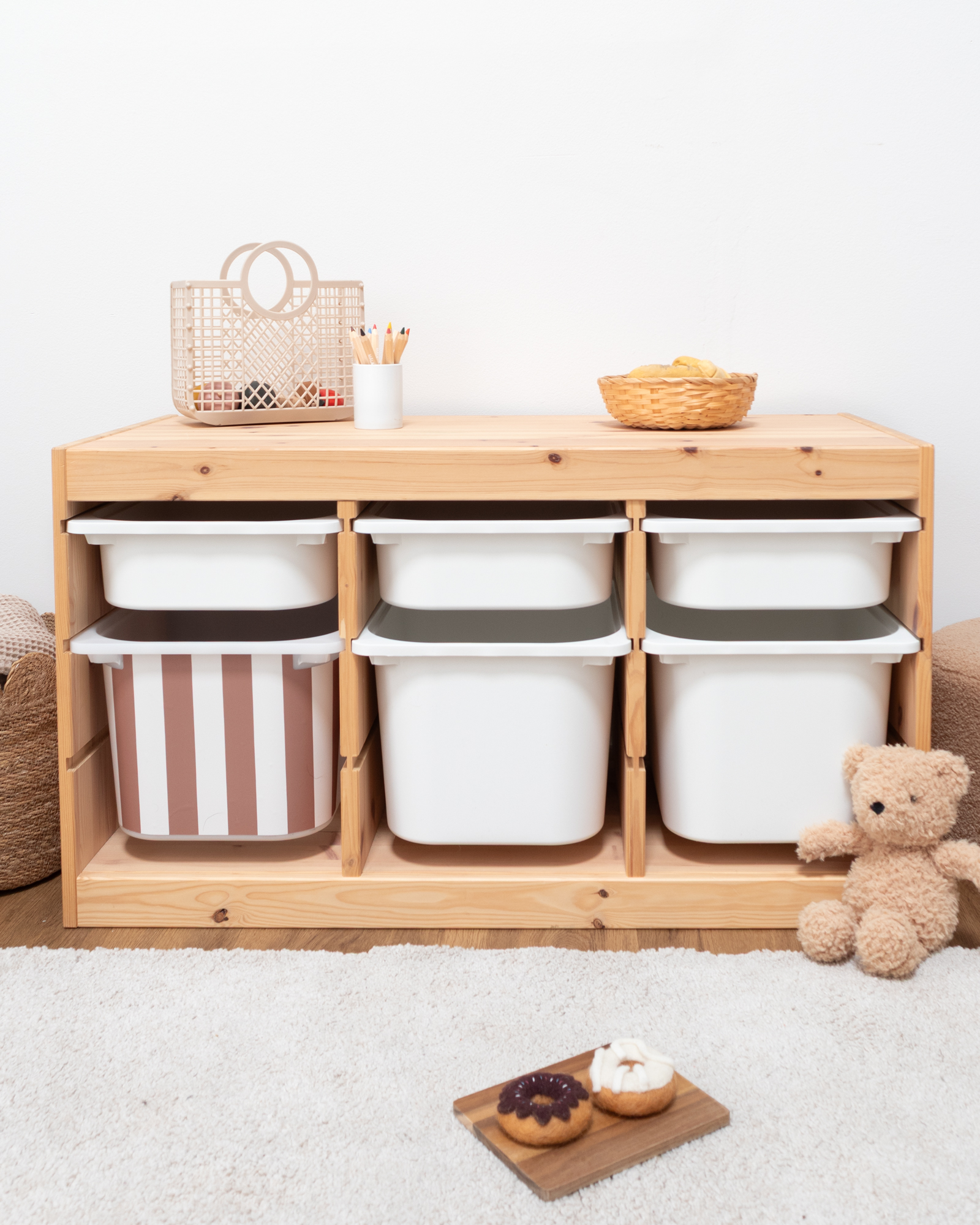 klebefolie ikea trofast box mittel kopfseite vichy streifig kakao 1