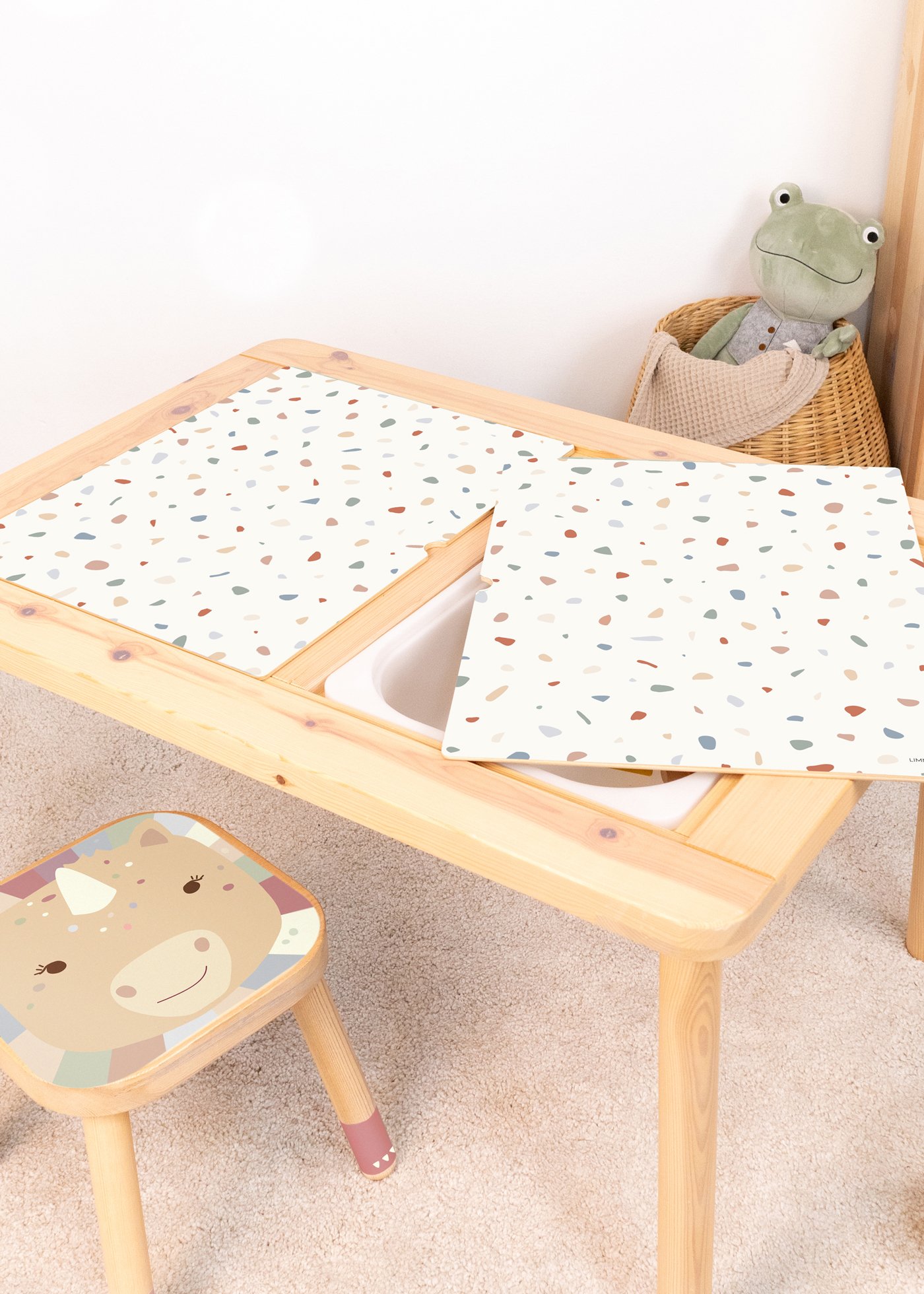 klebefolie ikea flisat kindertisch terrazzo 2