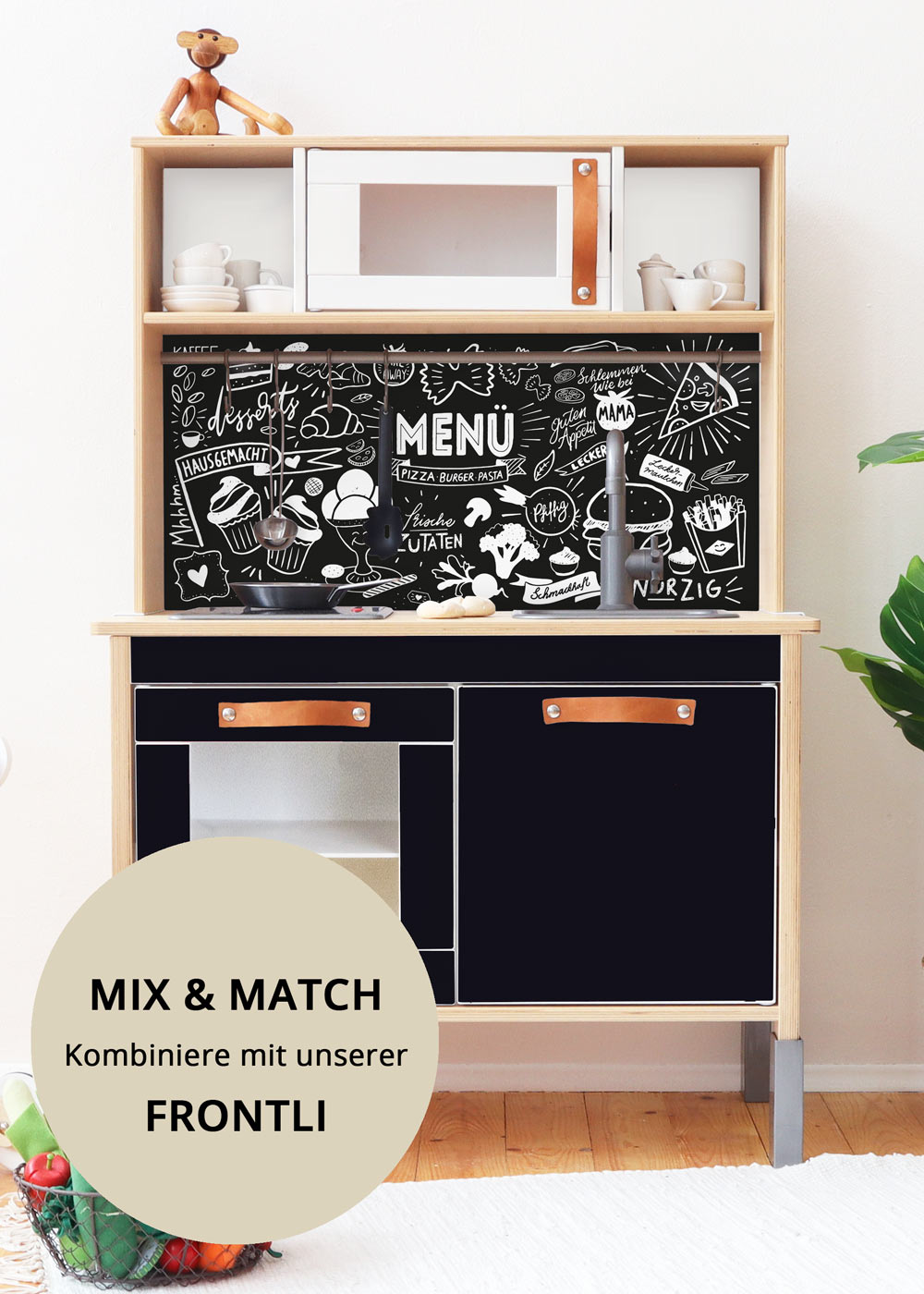 klebefolie ikea duktig kinderkueche kachla letta schwarz 1