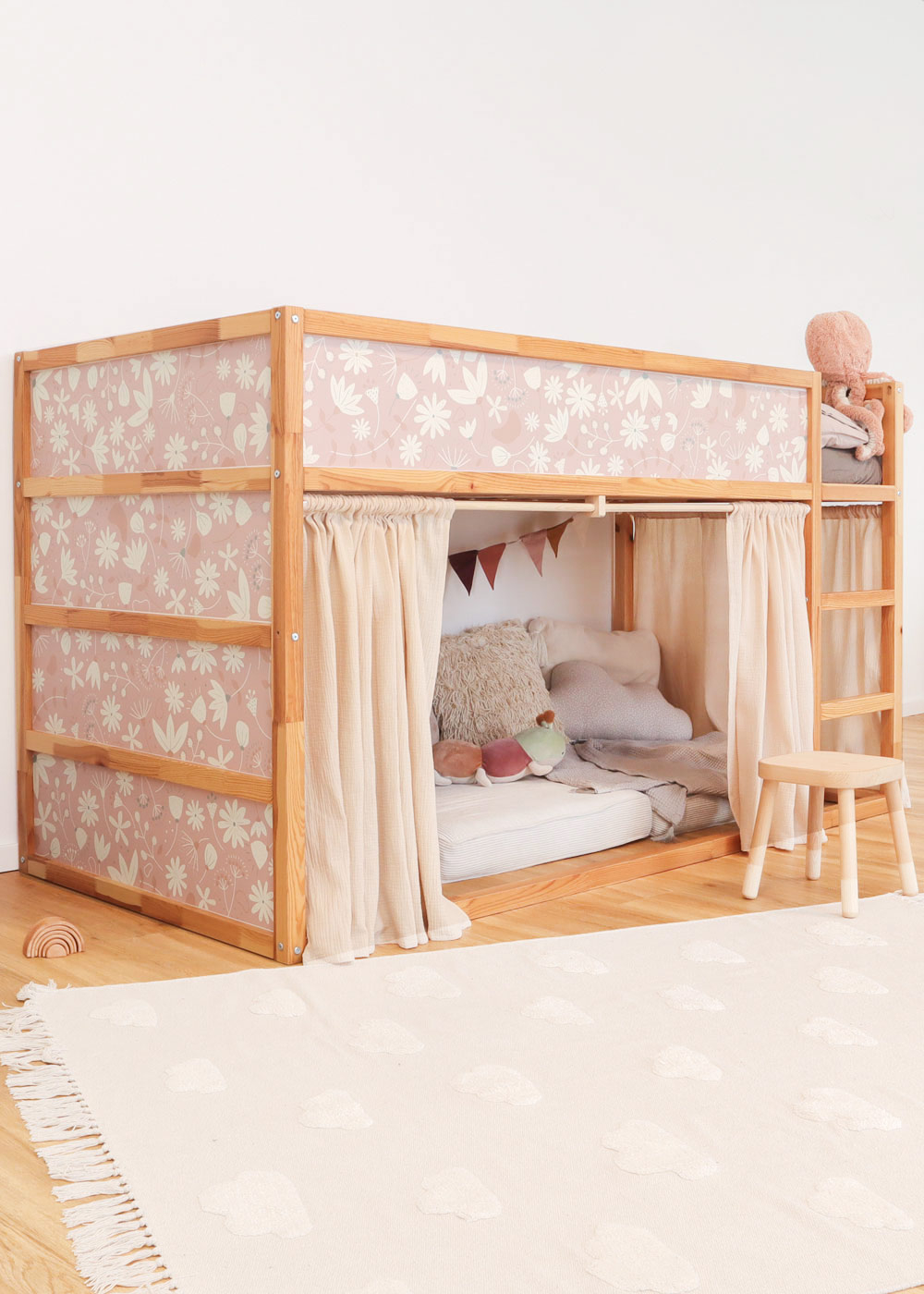 klebefolie ikea kura hochbett blumig blush 5er set 1