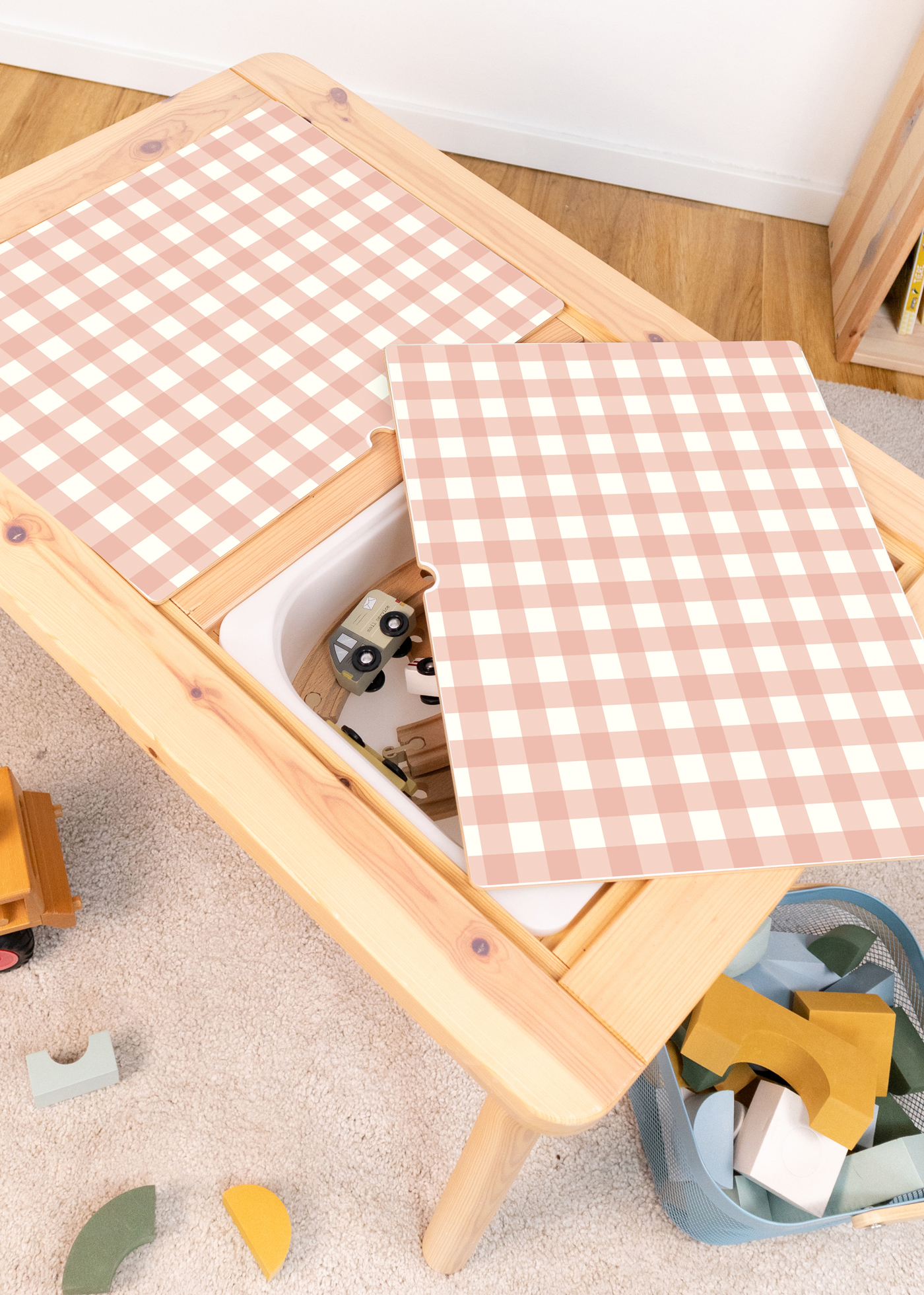 klebefolie ikea flisat kindertisch vichy karo rosa 0