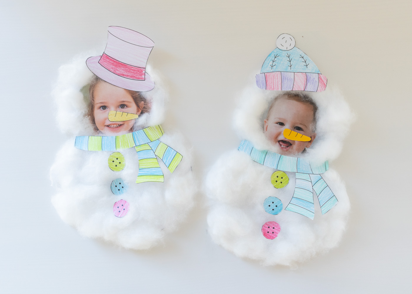 Watte Schneemann mit Fotogesicht Watte Schneemann mit Fotogesicht