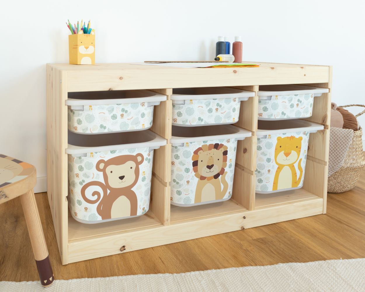 IKEA Trofast Frontbeklebung Safari Tiere IKEA Trofast Frontbeklebung Safari Tiere