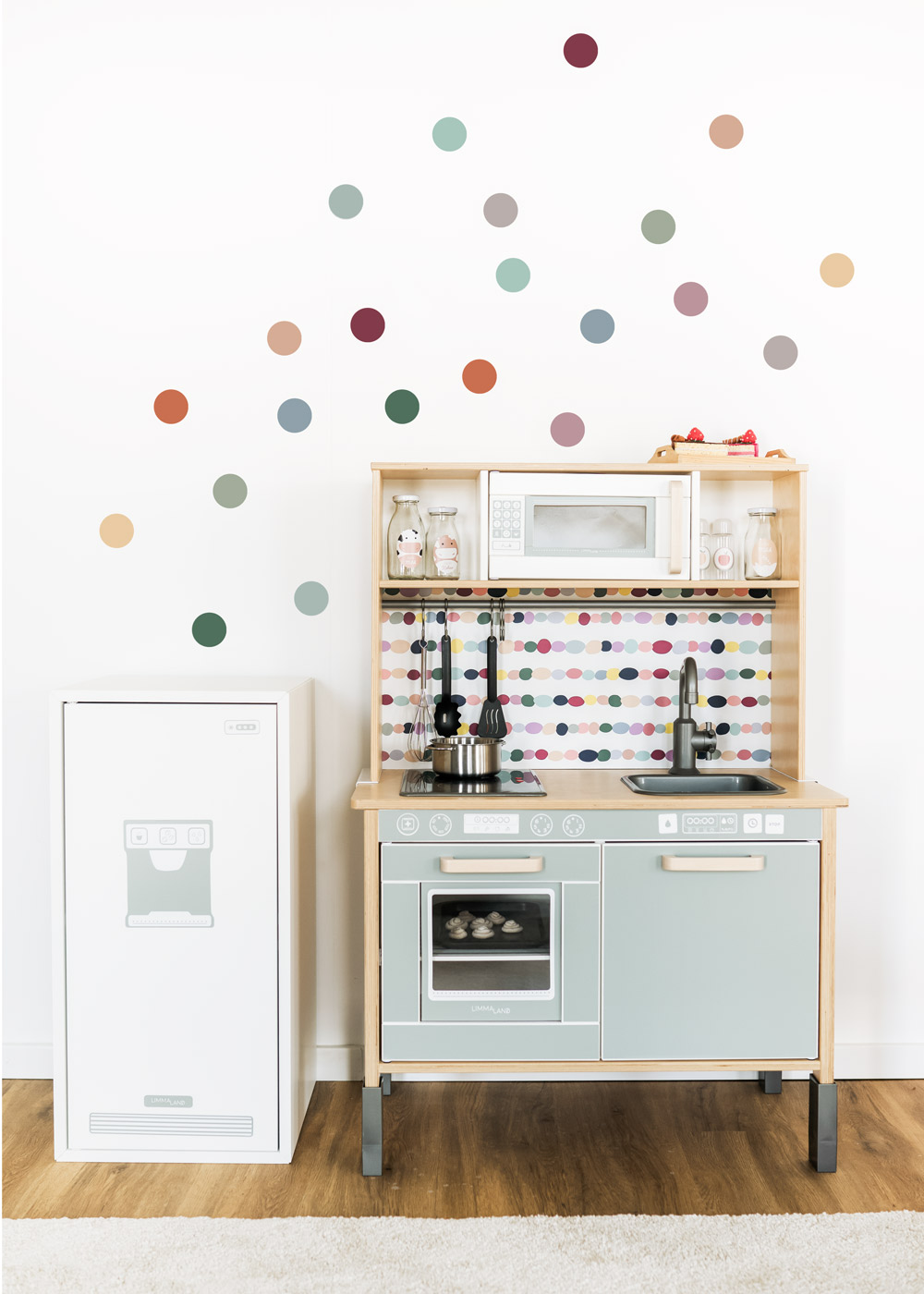 stickerset wand moebel polka dots bunt 2