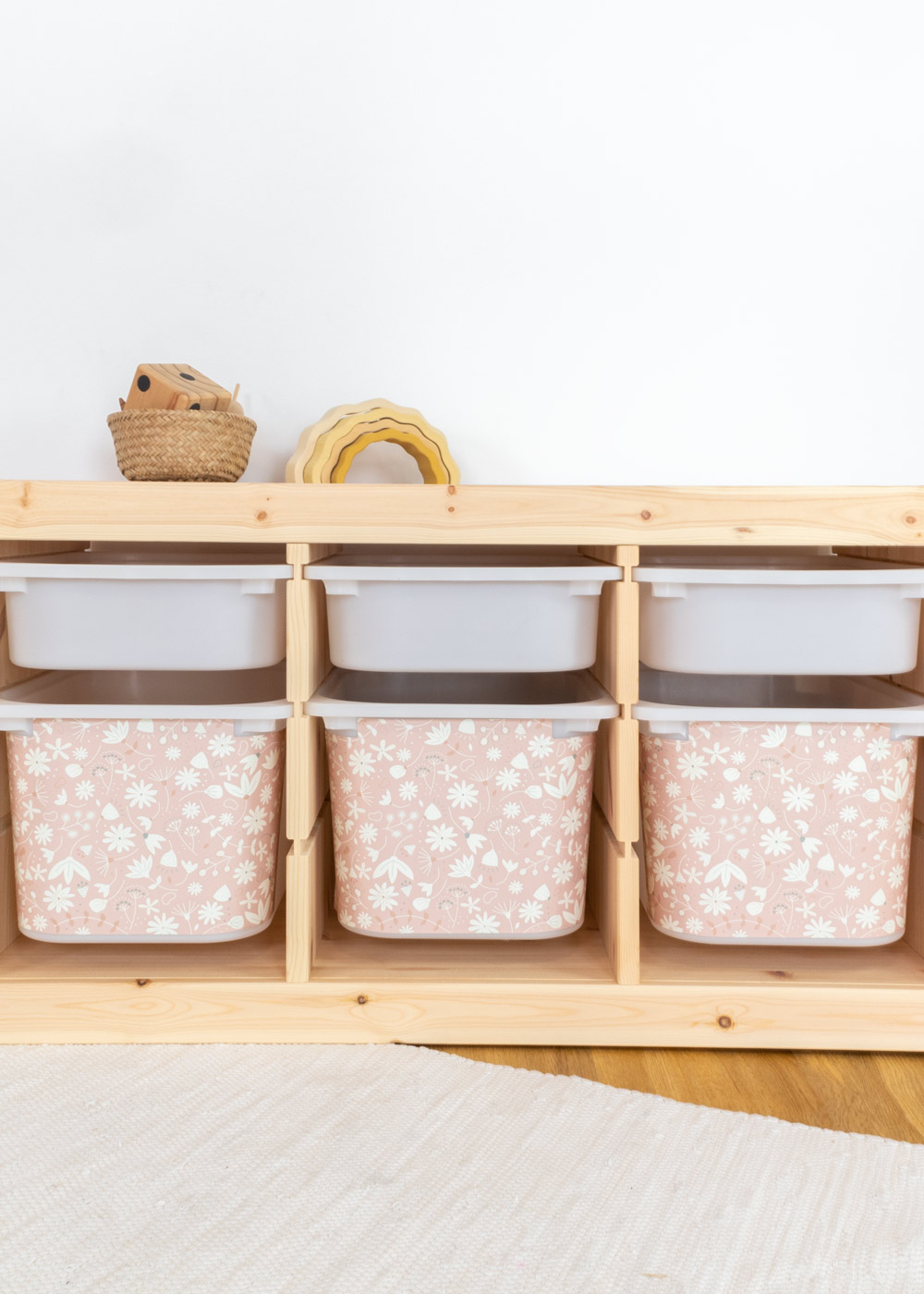 stickerset ikea trofast box mittel blumig blush 3er set 0