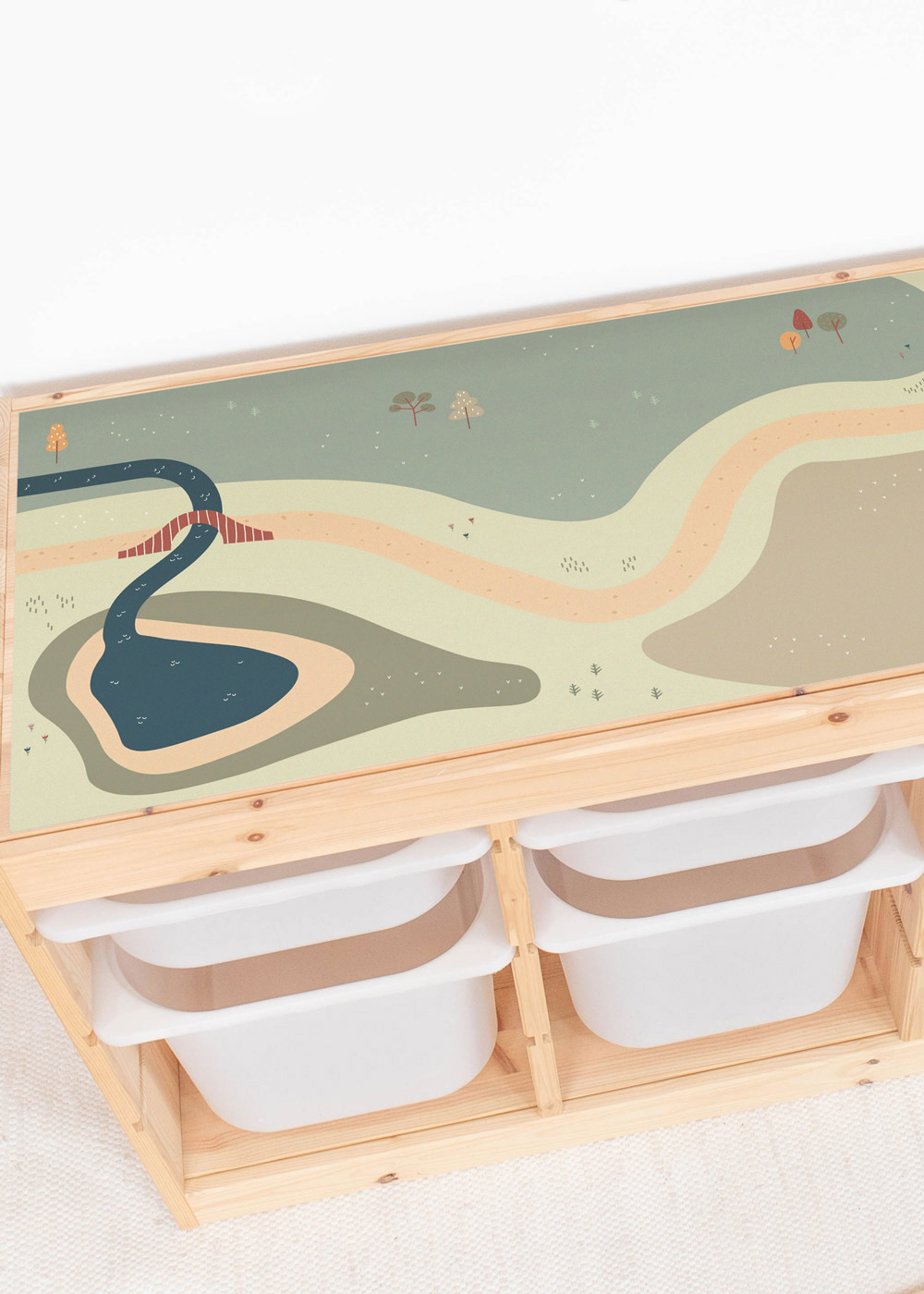 Klebefolie für Ikea Trofast Kinderzimmer Regal mit Wiese-Motiv