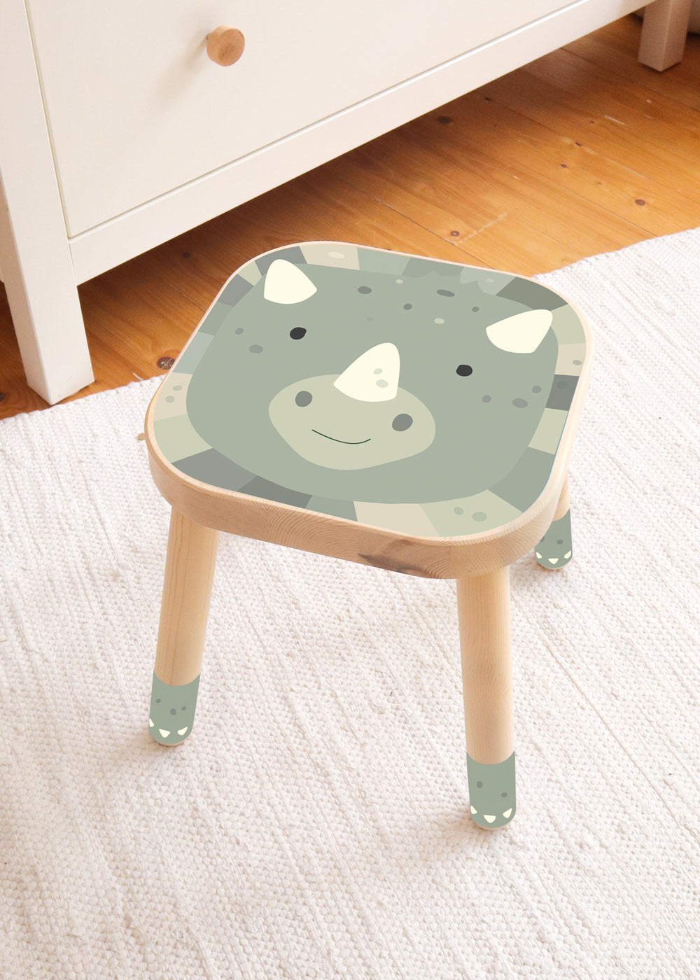 klebefolie ikea flisat kinderhocker tierig dinosaurier 0
