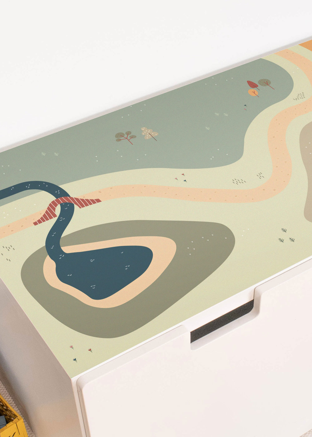 Klebefolie für Ikea Stuva Kinderzimmer Regal mit Wiese-Motiv Klebefolie für Ikea Stuva Kinderzimmer Regal mit Wiese-Motiv