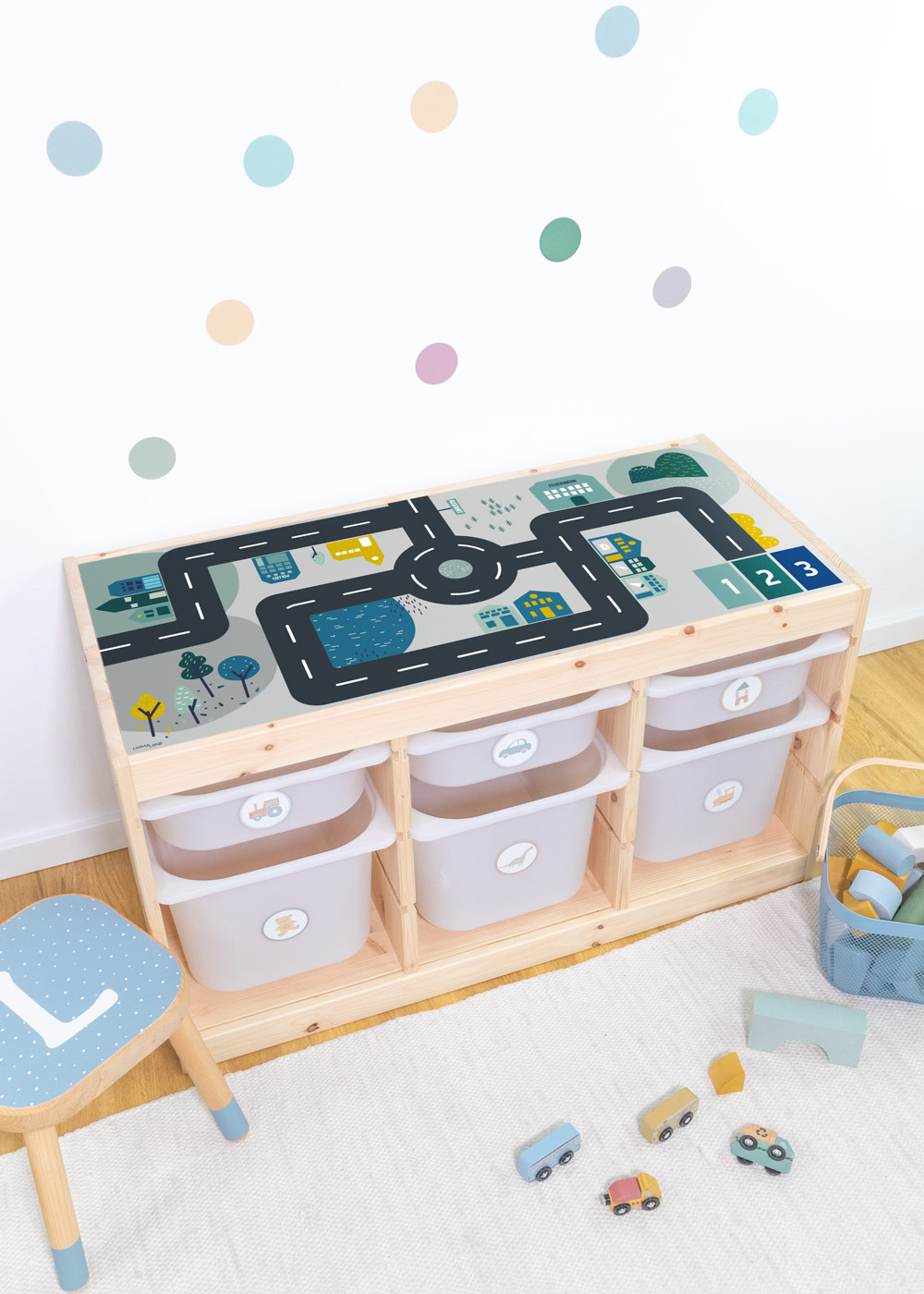 klebefolie ikea trofast regal kiefer smastraat gruen blau 1