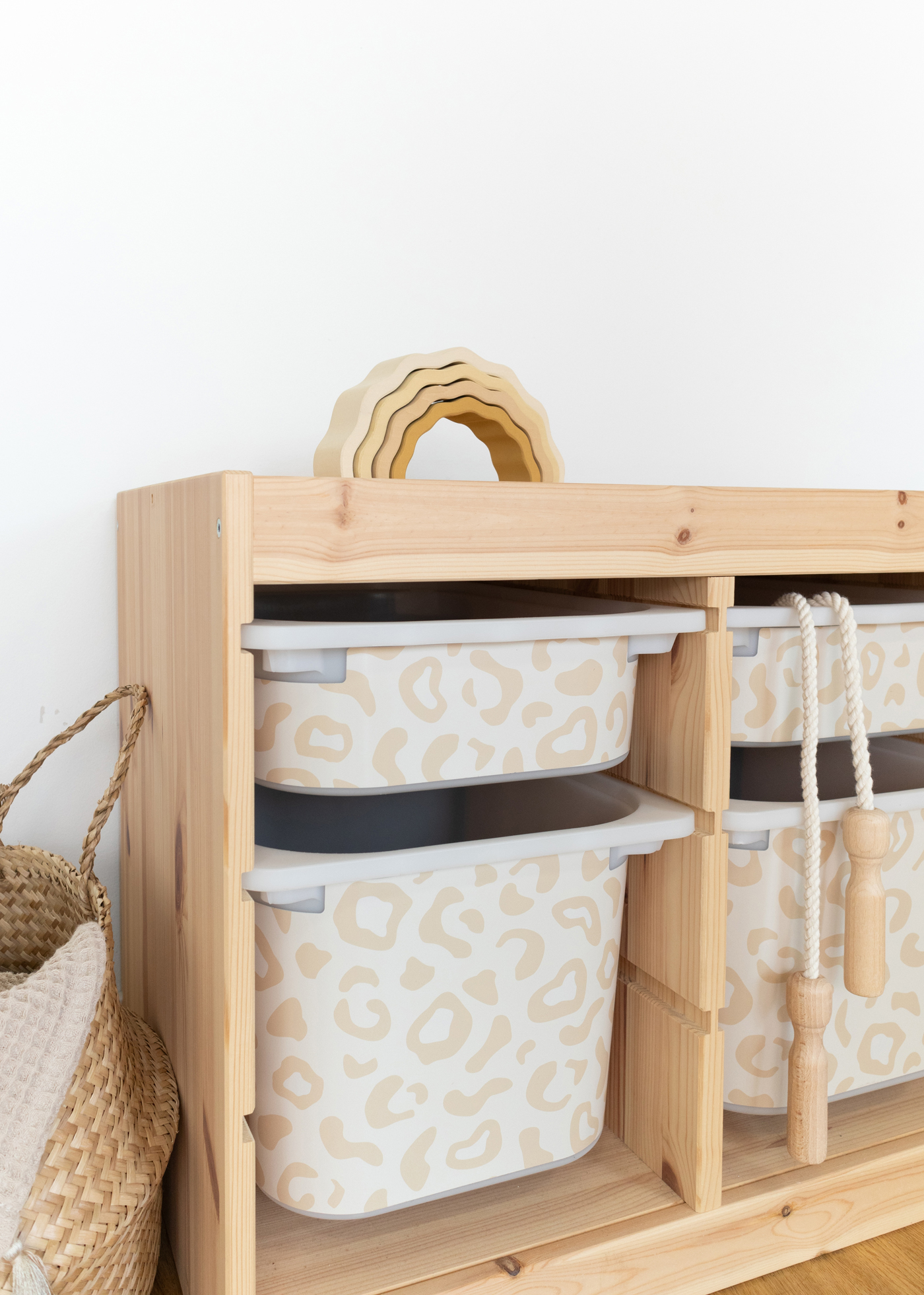 Leopardenmuster-Klebefolie für IKEA TROFAST Boxen Klebefolie mit Leopardenmuster verschönern