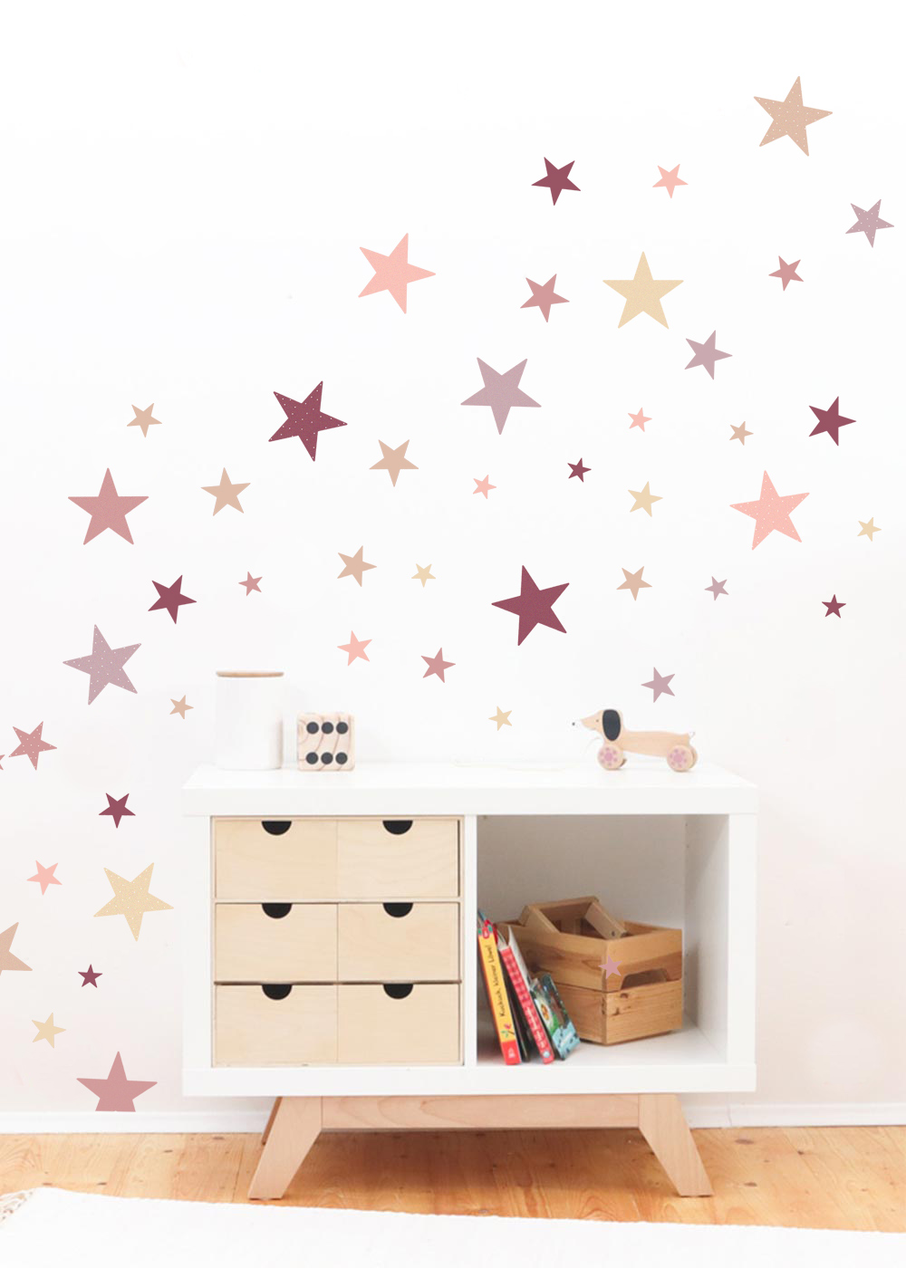 stickerset wand moebel sterne rosenholz 1