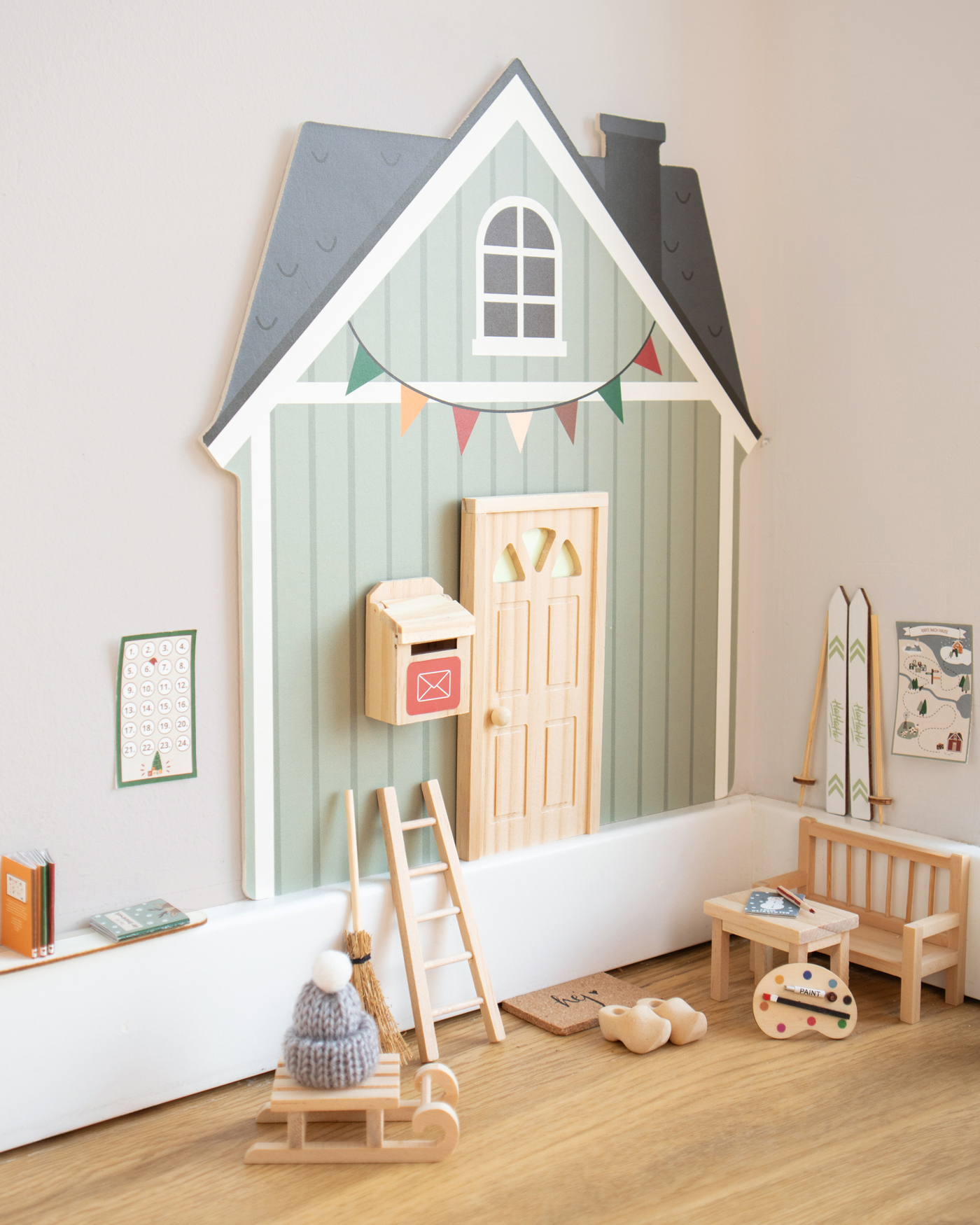 Kinderzimmer, Holzspielzeug, Haus-Deko, Miniaturhaus, Puppenhaus-Zubehör