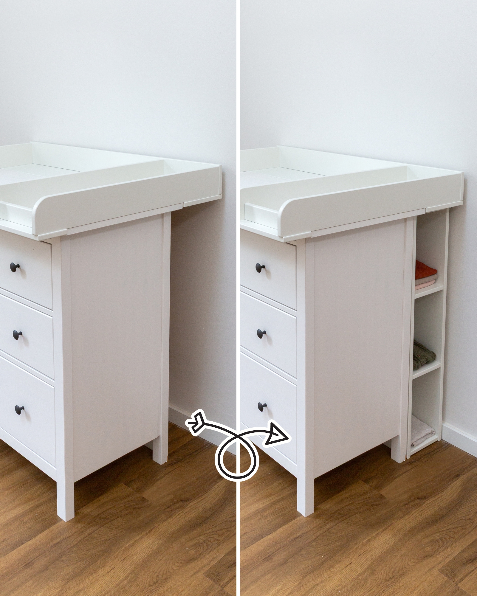 Regal für IKEA HEMNES als Wickelkommode in weiß