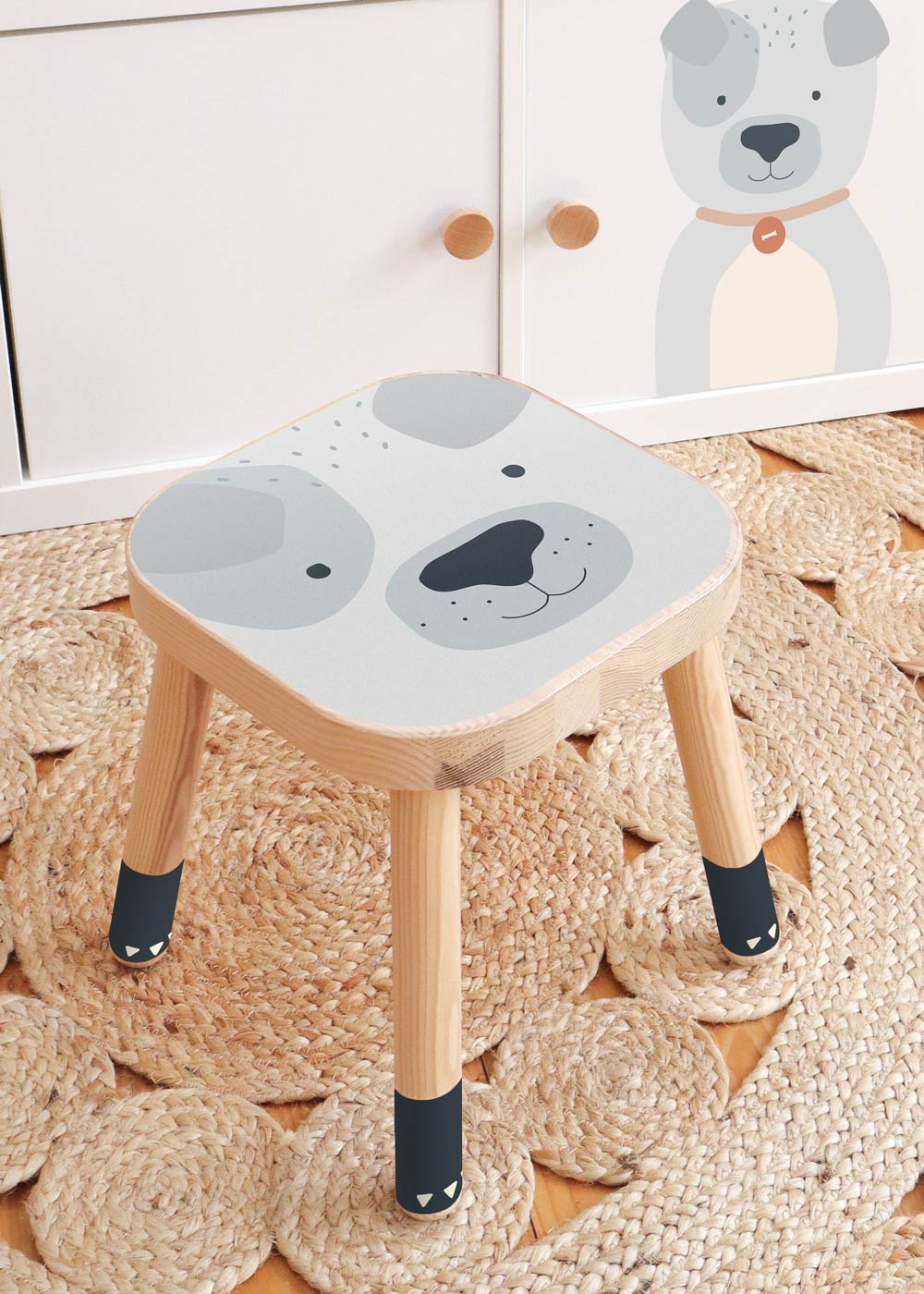 klebefolie ikea flisat kinderhocker tierig hund 1