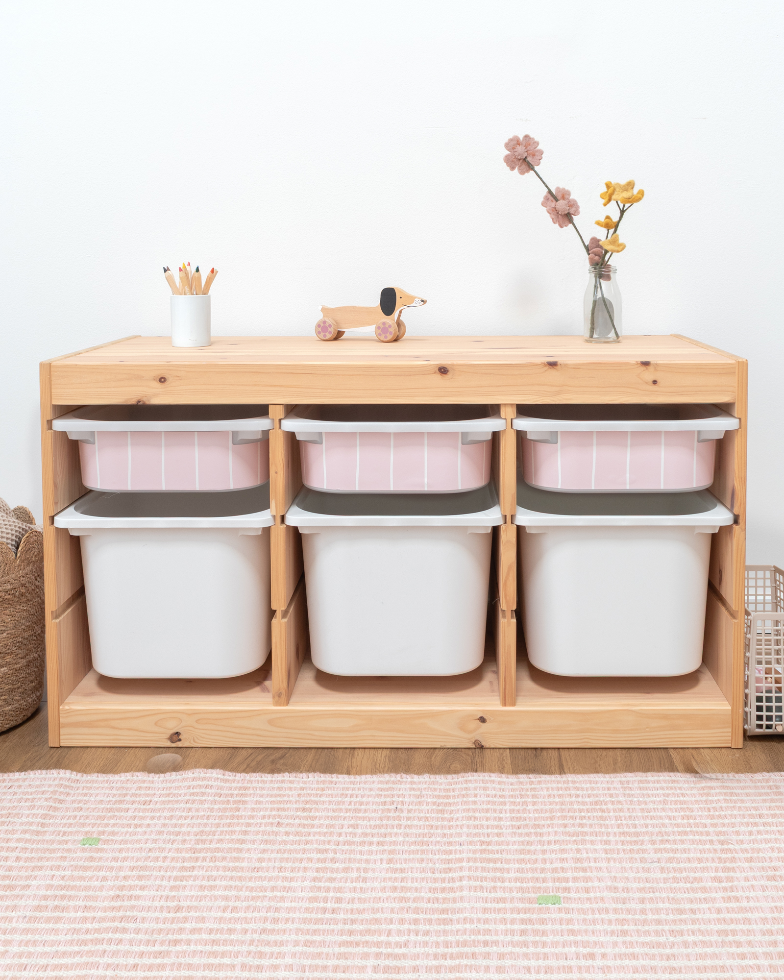 klebefolie ikea trofast box klein kopfseite linie marshmallow 3er Set 1