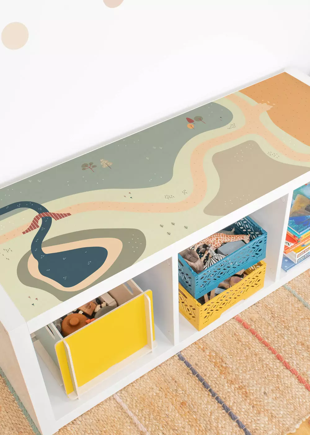 Klebefolie für Ikea Kallax Kinderzimmer Regal mit Wiese-Motiv