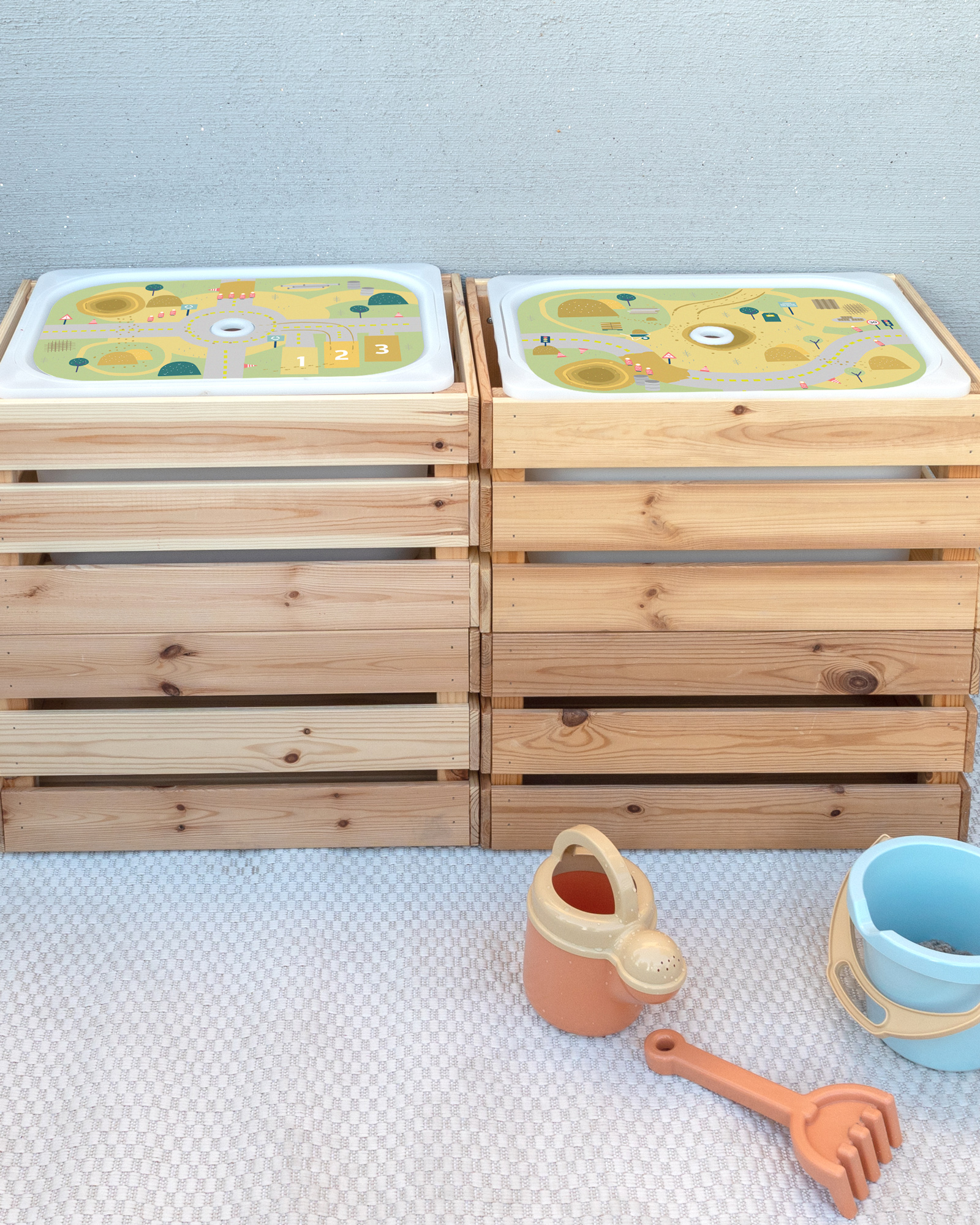 Klebefolie Baustelle für Ikea Trofast Boxen
