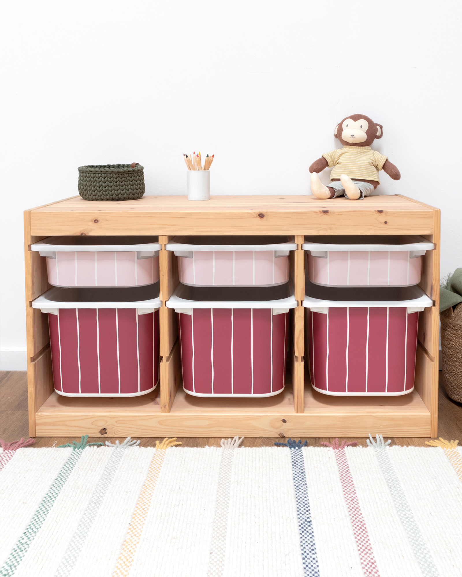 klebefolie ikea trofast box klein kopfseite linie marshmallow 3er Set 2
