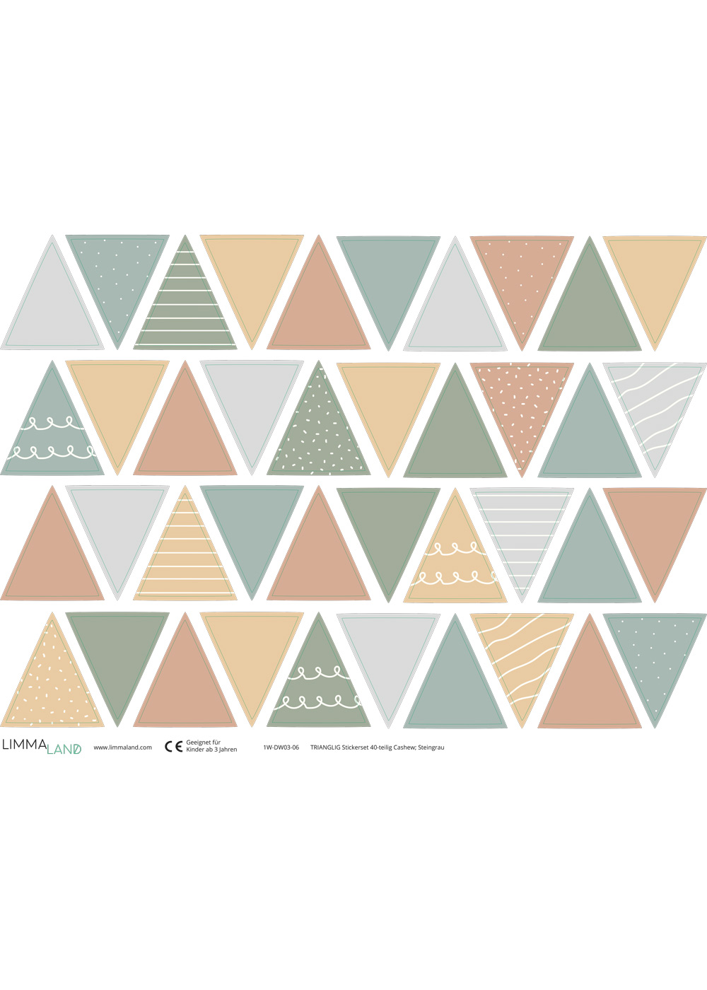 stickerset wand moebel dreiecke cashew steingrau 99
