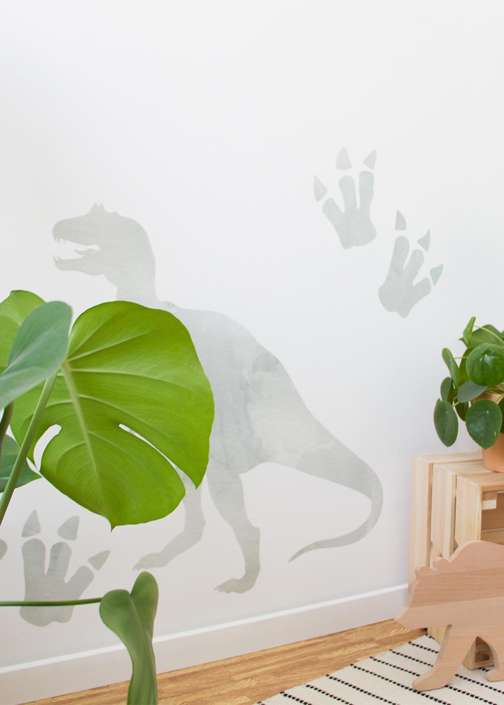 Stickerset Wand Dinosaurier Grün Detailansicht