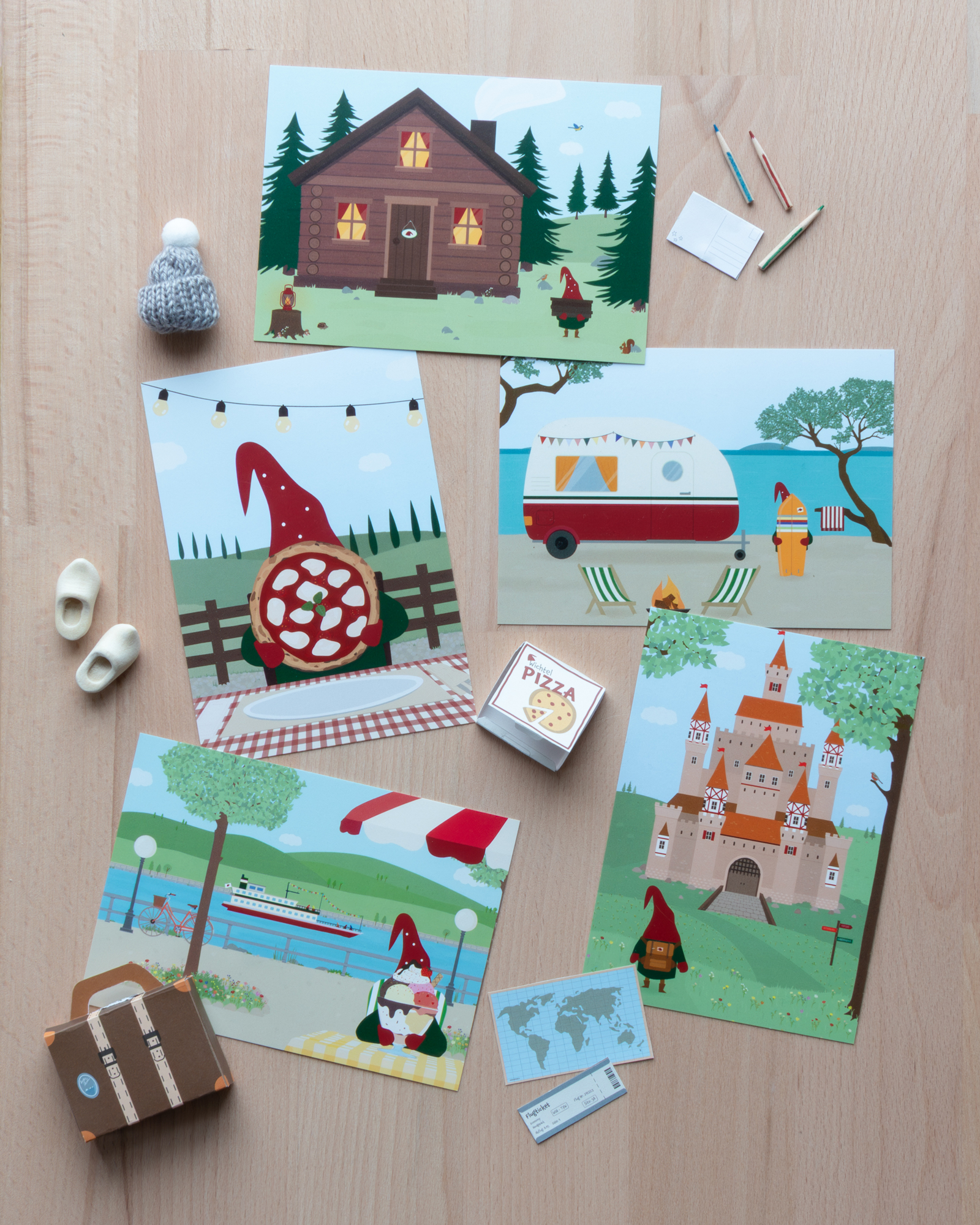 5 Personalisierte Postkarten vom Wichtel auf Reisen in 2026 