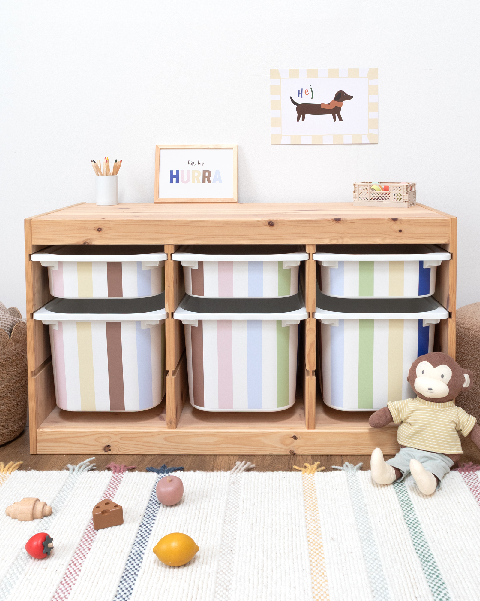 klebefolie ikea trofast box mittel kopfseite vichy streifig bunt 0