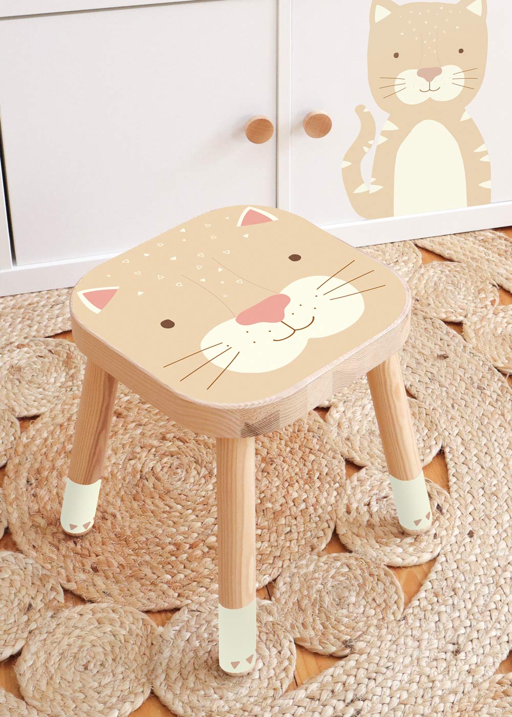 klebefolie ikea flisat kinderhocker tierig katze 1