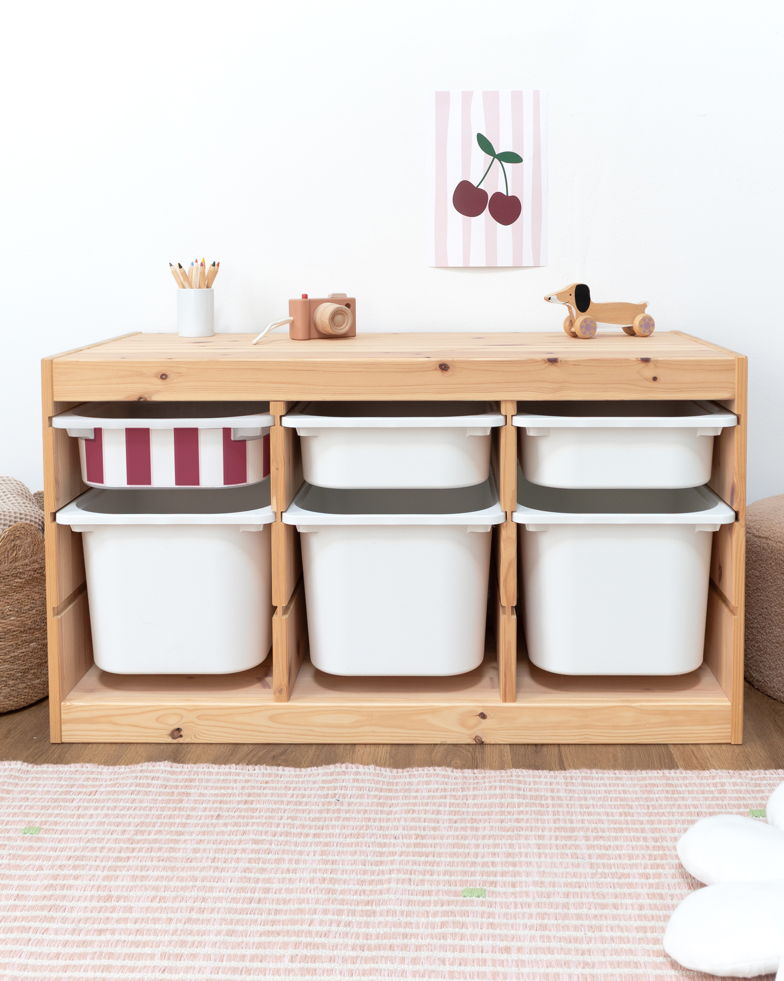 klebefolie ikea trofast box klein kopfseite vichy streifig beerig 1