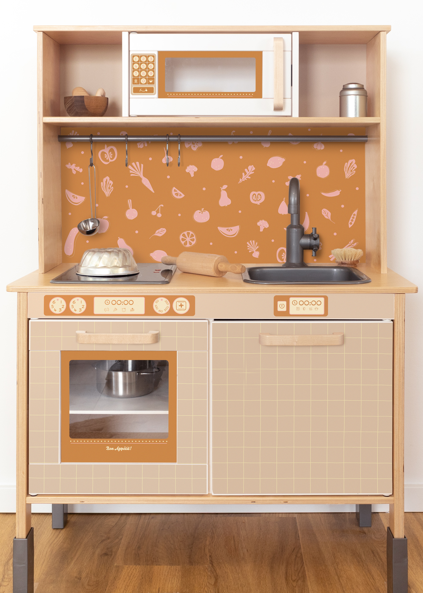 Klebefolie für IKEA DUKTIG Kinderküche in Caramel