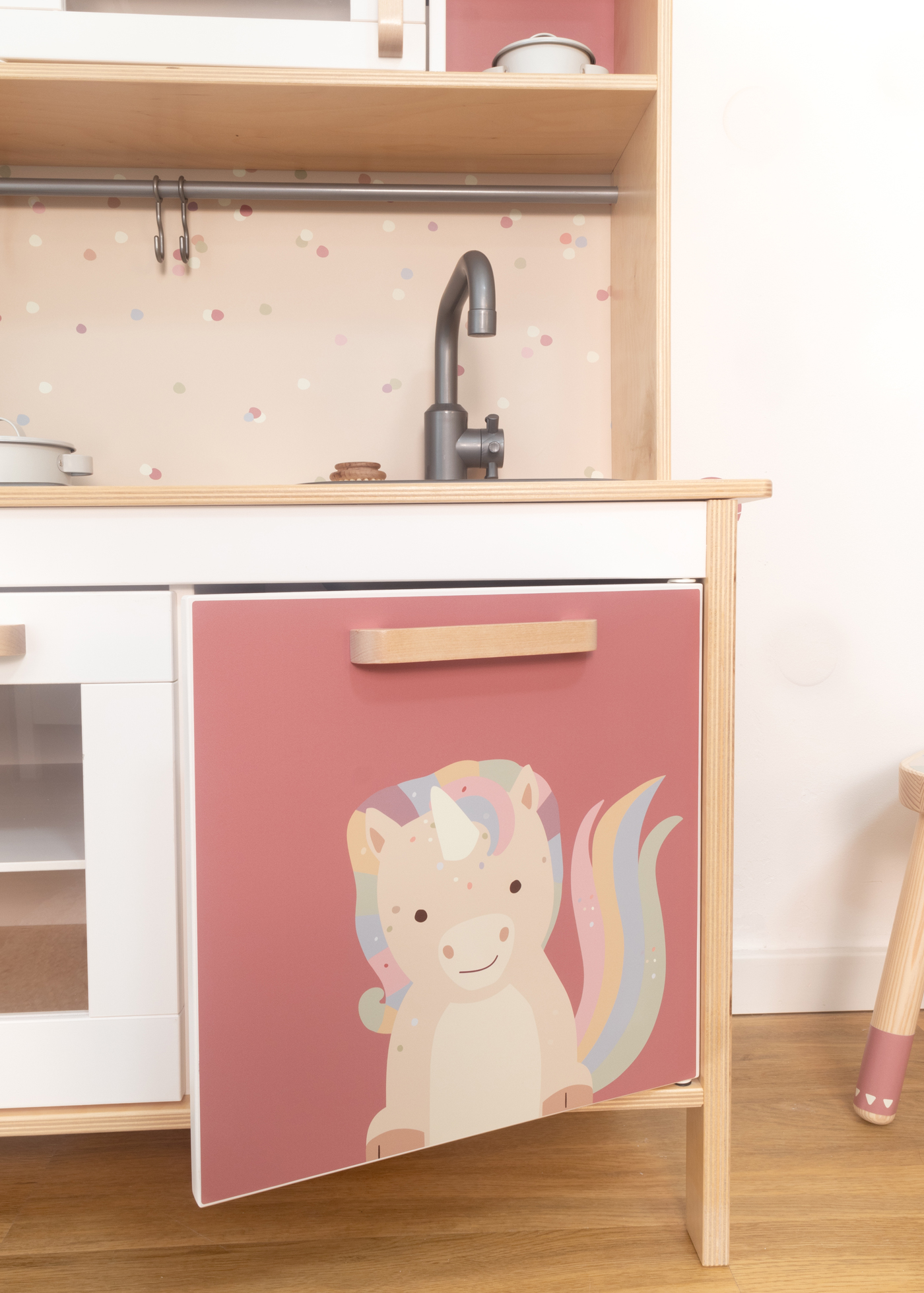Wiederablösbare Dekoration mit Einhornmotiv für IKEA Kinderküchen Hochwertige und ablösbare Folie, perfekt für flexible Gestaltung mit Einhornmotiv