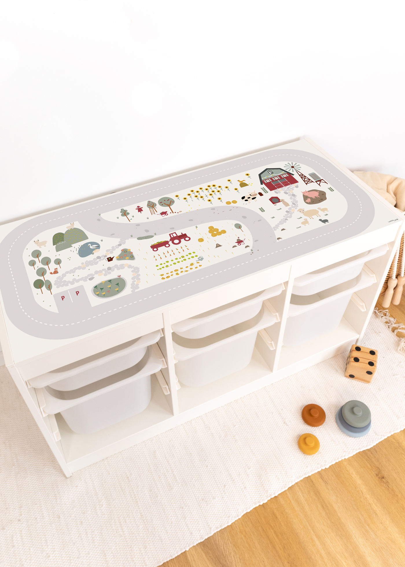 Aufkleber für IKEA TROFAST Regal  (weiß) Spielstraße Bauernhof Kinderzimmer