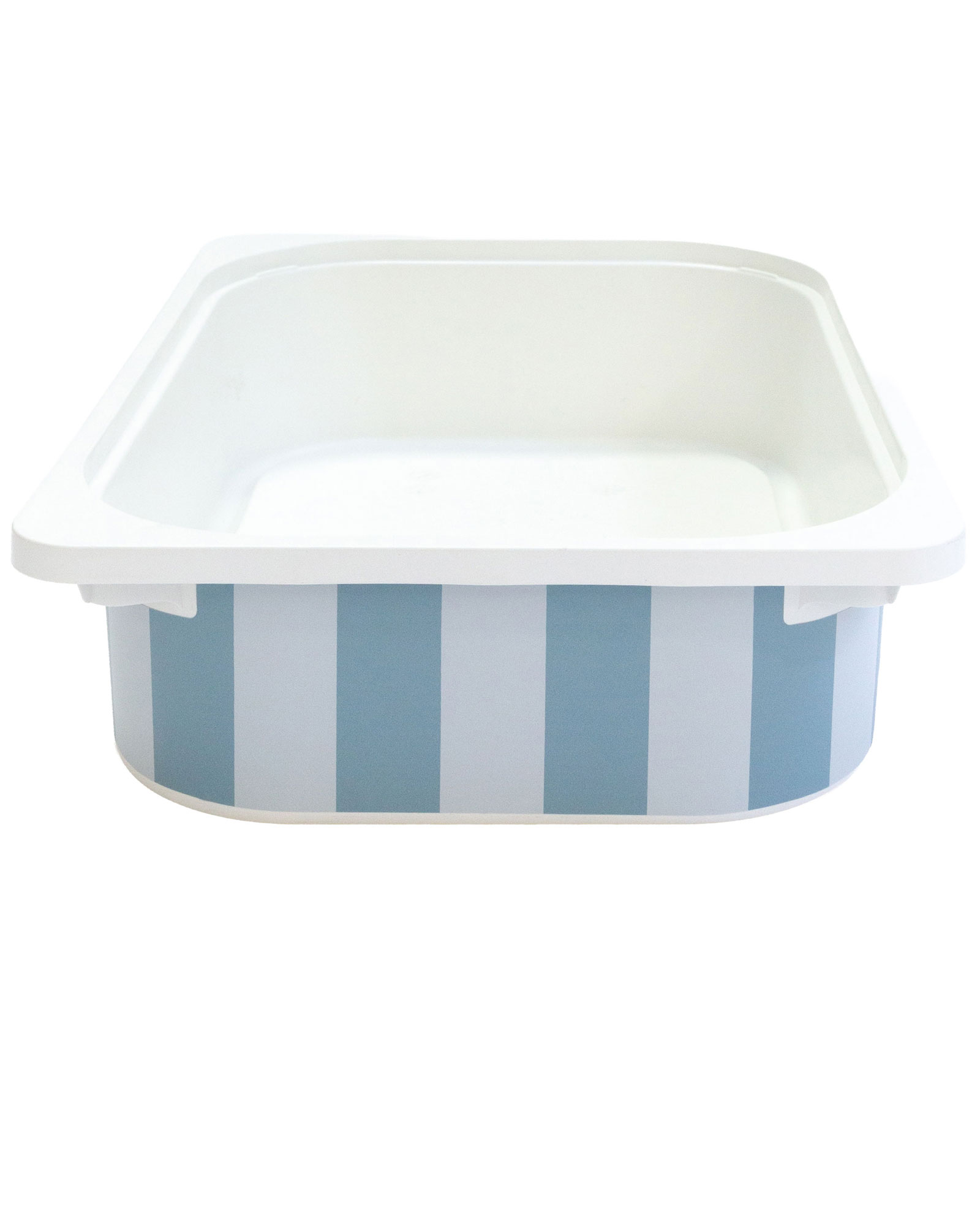 Aufbewahrungsbox, Kunststoff, Weiß, Blaue Streifen, Rechteckig