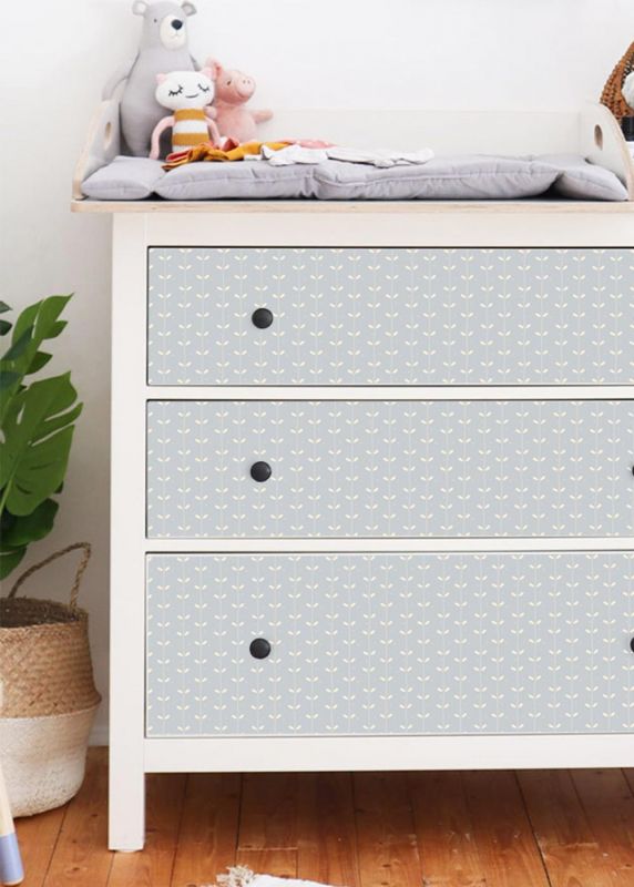 Klebefolie für IKEA HEMNES Kommode (3 Schubladen) Eisblau